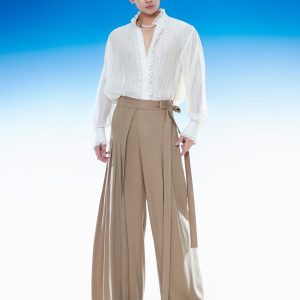 Pleated Wide-Leg Trousers